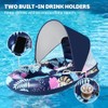 Inflatable Pool Floats with UPF50+ Canopy-Removable-120° Adjustable, Large Pool Beach