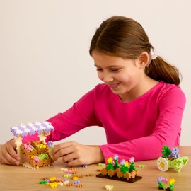 PLUS PLUS Learn to Build Set, Interlocking Mini Building Blocks, 3D Puzzle Construction Stem Toy for Kids - Flower Shop Mix, 400 Pieces