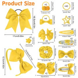 LOPHE 77Pcs Yellow Girls School Hair Accessories Kit, Hair Bows Elastic Headbands Hair Clips, Cheer Bows Ponytail Holder Hair Barrettes, Hair Accessories for Girls Christmas Birthday Gift