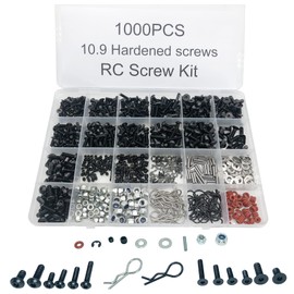 1000pcs Universal RC Screw Kit Screws Assortment,Set Hardware Fasteners for Traxxas Axial Redcat HPI Arrma SCX10 Losi 1/8 1/10 1/12 1/16 Scale RC Cars Trucks Crawler, RC Screw Kit (1000Piece Screws)