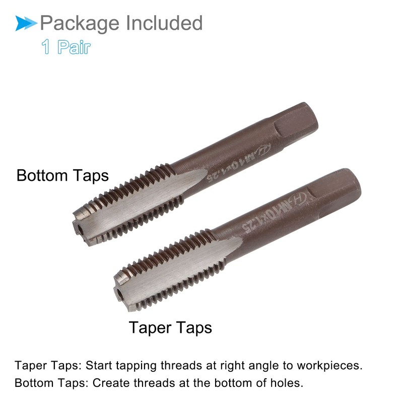 CoCud Hand Threading Taps, M10 x 1.25 Thread, Metric Alloy