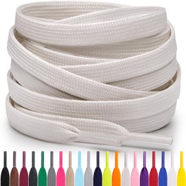 Miscly Flat Shoe Laces for Sneakers, Multiple Lengths and Colors Available, Off-white, 54″ (137 CM)