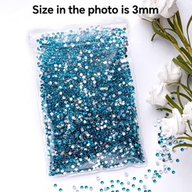 Peacock Blue Rhinestones Bulk, 10000PCS Flat Back Round Jelly AB Rhinestones Non-Hotfix Crystal Gems Wholesale for Crafts Makeup Nails Face Tumblers Clothes Shoes Handmade Decoration 3mm