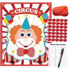 PARTYLOUD Pin The Nose on The Clown, Circus Party Games, Carnival Themed Party Games Toddlers Preschool Party Supplies Favors for Boys Girls Adults 35 Guests