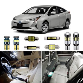 AUTOGINE 8 Piece White Interior LED Lights Kit for Toyota Prius 2016 2017 2018 2019 2020 Super Bright 6000K LED Interior Light Bulbs Package + Install Tool