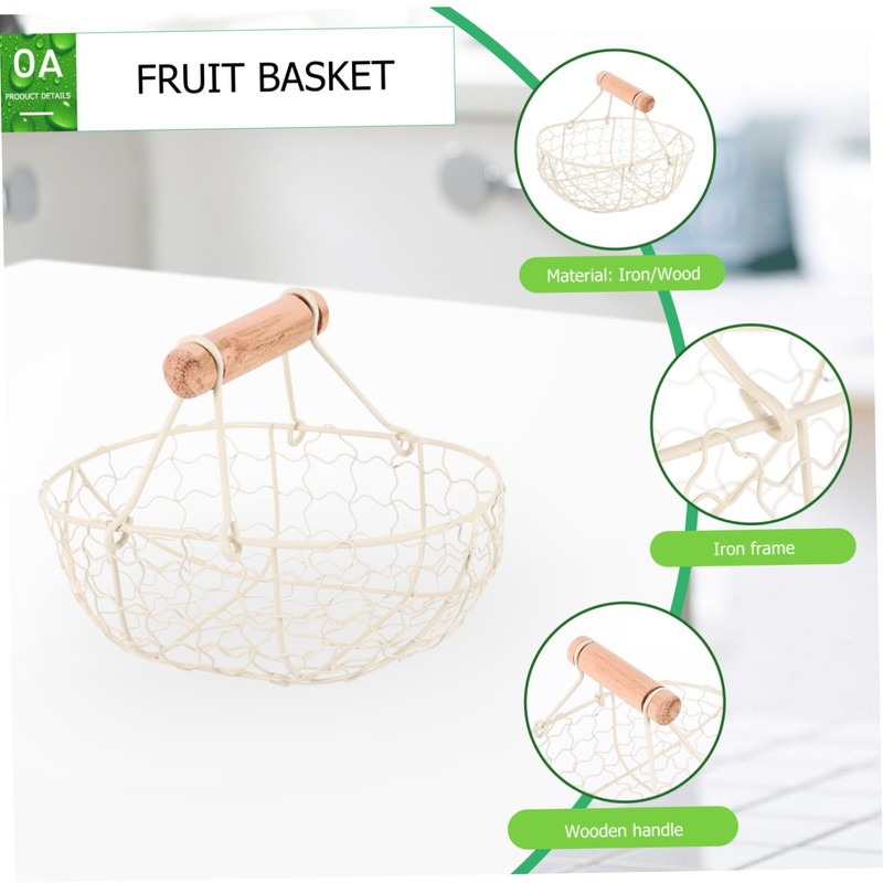 Alipis Metal Wire Storage Basket Rustic Decorative Egg Holder for