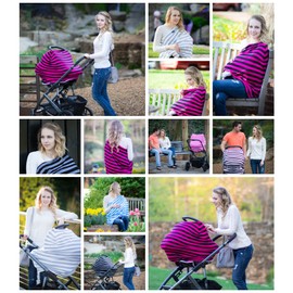 JLIKA Baby Car Seat Covers - Stretchy Infant Canopy and Nursing Cover for Breastfeeding Newborns Infants Babies Girls Boys Best Shower Gift Maternity Apron Infinity Scarf carseats (Petal Peach)