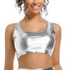 OVIGILY Women's Metallic Crop Top – Shiny Stretch Tank for