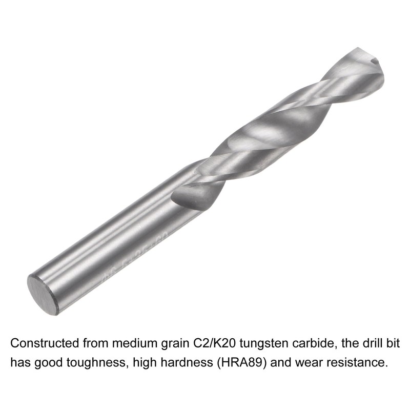 sourcing map Solid Carbide Drill Bits, 6.5mm C2/K20 Tungsten Carbide