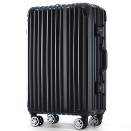 Merax 20 Inch Aluminum Luggage with USB port, Travel Trolley Case for Short Business Trips, Beach Holidays, black