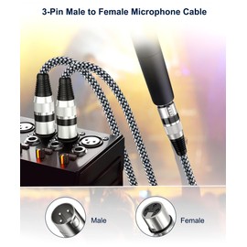 Elebase XLR Microphone Cable 2 Pack 6.6 Feet,XLR Male to XLR Female Mic Cord,3-pin Balanced Shielded Cables Wire,for Amplifier Mixer,Recording Studio,Speaker Systems,Foot,FT