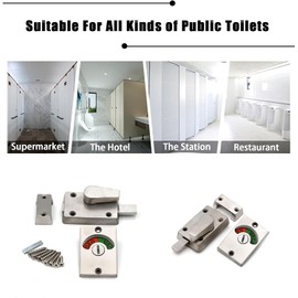 Latch Indicating Lock, Vacant Occupied Bathroom Lock Zinc Alloy Door Privacy Lock with Indicator, Lock Indicator Bolt Vacant/Engaged Bathroom WC Public Restroom Toilet Partition Door Lock Latch