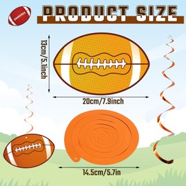 Whaline 28Pcs Fall Football Hanging Swirl Football Party Swirl Ceiling Hanging Decoration for Autumn Sport Party Hanging Ornaments Decoration