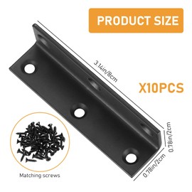 L Angle Connector, Pack of 10 Metal Angle Corner Brackets, 90 Degree Hole Angle Wood Connector, Wide Corner Brace Corner Bracket Angle Heavy Duty for Fixing Repairs Furniture, Reinforcement Joint