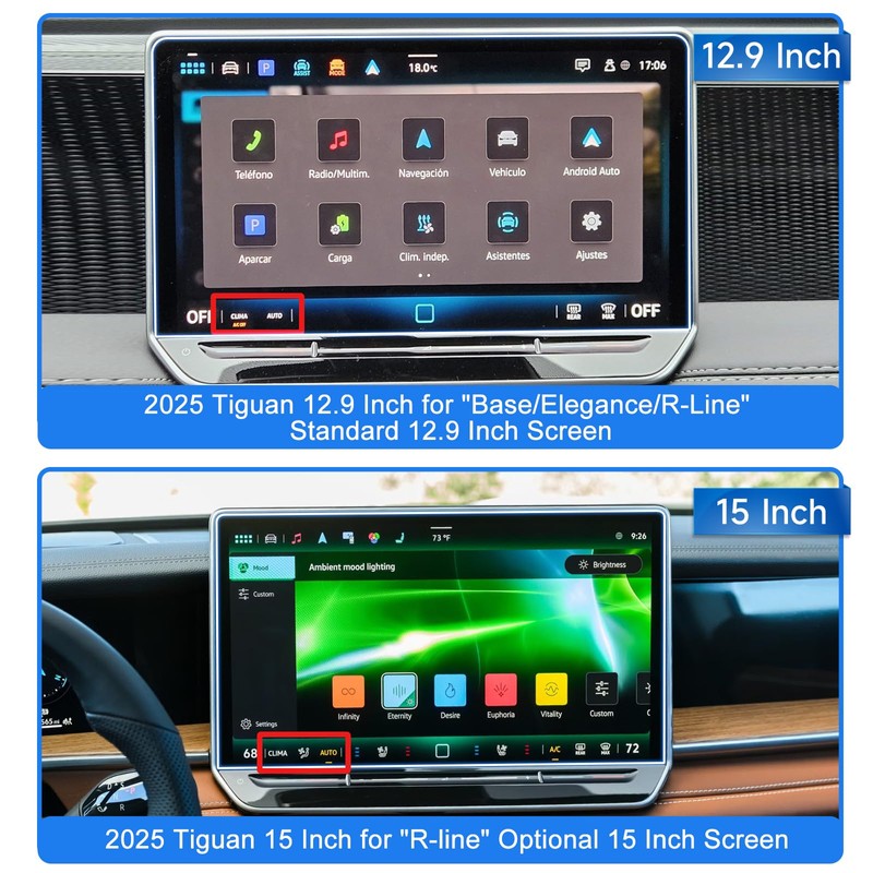SXCY for 2025 VW Tiguan Tempered Glass Screen Protector 12.9