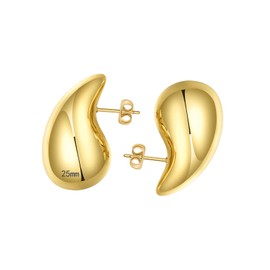 Ascona Drop Earring Extra Large Big Chunky Gold Hoop Earrings for Women, Lightweight Hypoallergenic Gold Plated Earrings Fashion Jewelry, Brass, No Gemstone