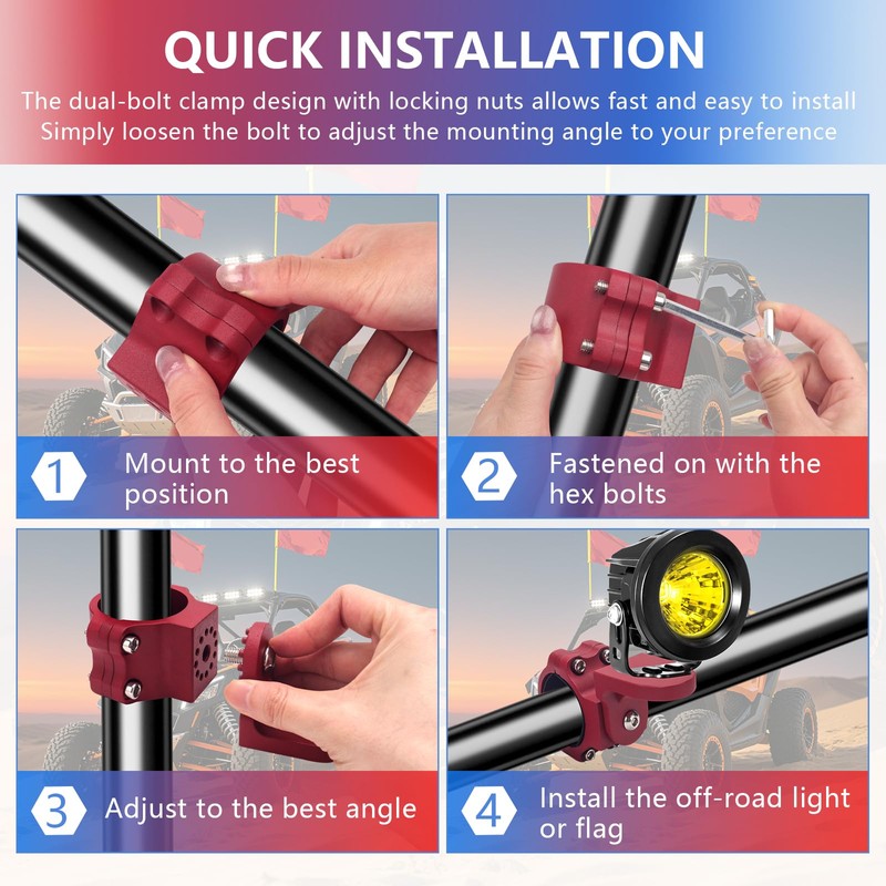 Chelhead UTV Flag Antenna Mount for 1.5 to 1.75, 1.75