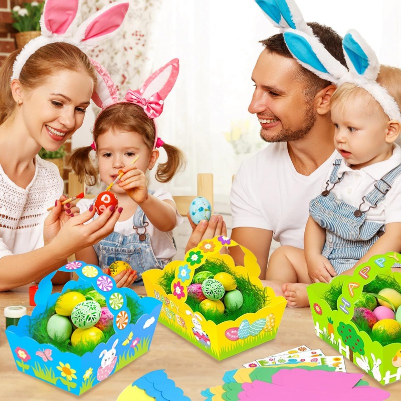 LXYYDS Pack of 8 Easter Baskets Craft Set with Colourful