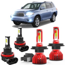 MNWHUC For 2008 2009 2010 Toyota Highlander,High Low Beam Fog Lights Bulbs Combo Pack, 6000K White Plug-and-Play Super Bright Light Bulbs, Pack of 4