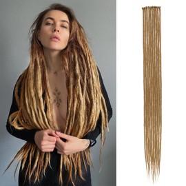 FAVE 36 Inches SE Dreadlock Extensions 10 Strands Dreads Extensions 0.6CM Synthetic Dreadlock Extensions Braid in Dreadlock Extensions Honey Blonde Reggae Hip-Hop Dreadlocks for Women/Men(27#)
