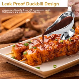 Stainless Steel Gravy Boat, Saucer Boat Gravy with Handle Mini Sauce Jug Sauce Cup for Gravy Sauces or Cream at Home Restaurant Hotel(5oz)