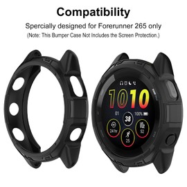 SumRioo Protective Case Cover Compatible with Garmin Forerunner 265, TPU [Shockproof] [Scratch-Resistant] Protective Case Cover Shell for Garmin Forerunner 265, Black