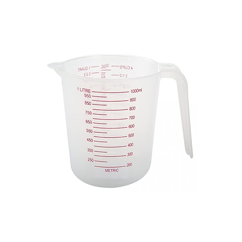 1L Plastic Measuring Jug with Clear Measurements displayed in ml,
