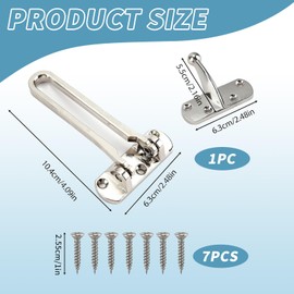 Door Chain Lock for Front Door, Swing Bar Door Guard Reinforcement Restrictor with 7 Screw, Heavy Duty Door Security Latch for Home Hotel Apartment Houseroom Prevent Forceful Entry (Silver)