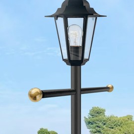 Lamp Post Cross Arm 16 inch Steel Lamp Post Cross Bar Ladder Rest Post Cross Arm Replacement for Outdoor Lamp Post (Gold 2 Pack)