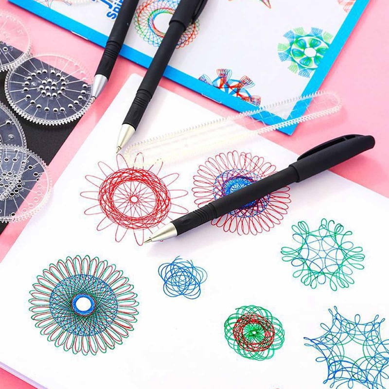 LKTFATD 22Pcs Spirograph Drawing Set Geometric Spiral Stationery Tool Drawing