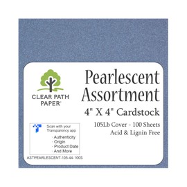 Pearlescent Assortment Pack - 4 x 4 inch - 105Lb Cover - 100 Sheets Total - Clear Path Paper