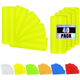 GEOCCI 40 PCS Reflective Safety Tape Stickers 1.2″ x 3.15″ Safety Warning Tape for Helmets, Cars, Mailboxes & More (Fluorescent-Yellow-Green)