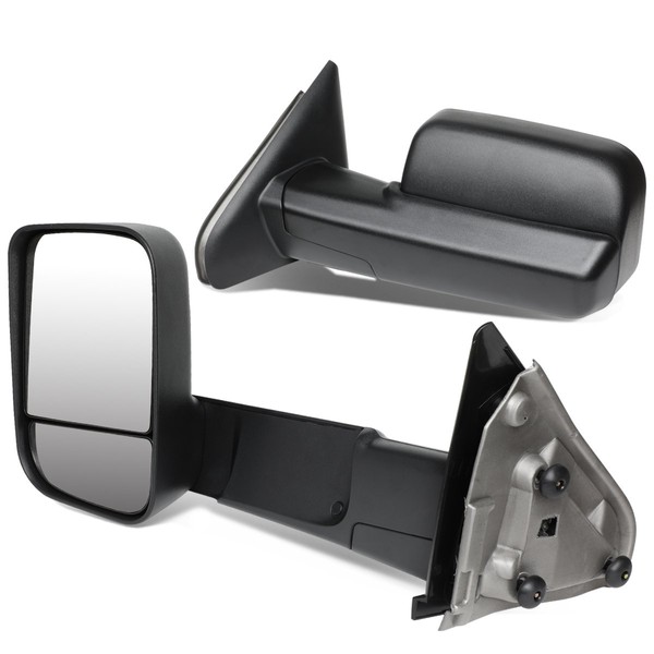 DNA Motoring TWM-040-T222-BK Pair Manual Foldable Towing Mirrors w/Puddle Light