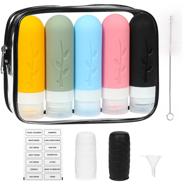 Shintop 11 pack Travel Bottles Set for Toiletries, 3oz TSA Approved Travel Size Bottles Leak Proof Silicone Travel Containers BPA Free Refillable Squeeze Bottles For Shampoo Conditioner Liquid Lotion