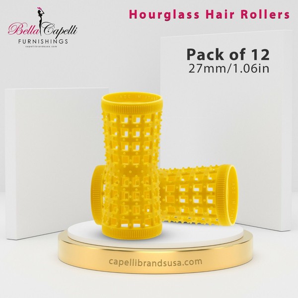 12 Pic Yellow Natural Hair Rollers Hair Curlers- Vented Fast Dry Rollers