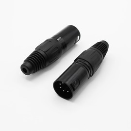 Xilaghy 5-Pin XLR Cable Connector XLR 5 Pin Male Plug Connector Mic Cable Plug Connector Audio Adapter for Microphone, Mixers, Black, 2 Pack