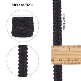 GORGECRAFT 10 Yards Polyester Woven Gimp Trim 3/8 inch Wide Braid Lace Trim Centipede Decorated Lace Ribbon for Costume DIY Crafts Sewing Jewellery Making Home Decoration (Black)