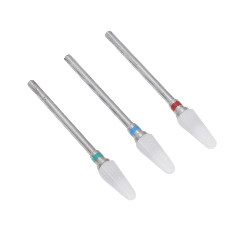 3pcs Ceramic Nail Drill Bit Set Gel Removal Nail Polishing