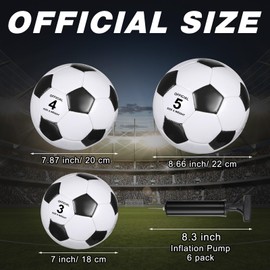 Glimin 6 Pcs Deflated Soccer Ball Bulk with Pump Size 3,4,5 Outside Sport Soccer Ball Training Ball for Adult Machine Stitched Ball for Game Match Birthday Party Gift(Size 5,Colorful)
