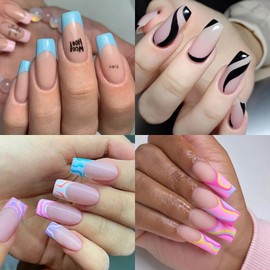 Cycullinyt 600 Pieces Square Nail Tips, Medium Square Semi-Matte Nail Tips Made of Soft Gel, 12 Sizes, Full Coverage Acrylic for Beginners and Professionals