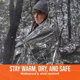 Go Time Gear Emergency Blankets for Survival, Mylar Emergency Survival Gear for Home, Camping, Hiking & Outdoor Survival Kits, Stay Warm, Dry, & Safe with Our Compact Space Blanket (4pack)