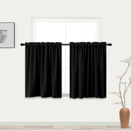 KOUFALL - Cortinas opacas de 30 pulgadas de largo para ventanas pequeñas, aislamiento térmico, cortina corta para ventana de baño, recámara, ancho de 34 x 30 pulgadas de largo