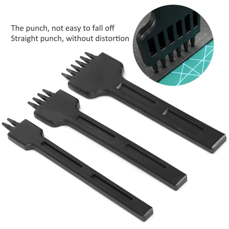 3Pcs 4mm Spacing Prong Chisel Black Alloy Steel 2/4/6 Teeth