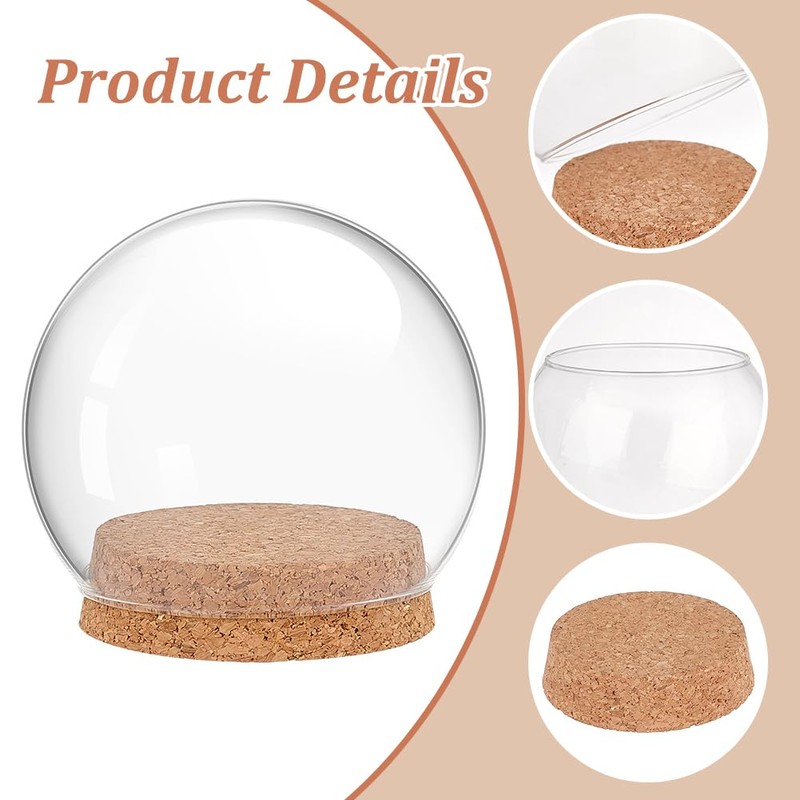 PH PandaHall Glass Dome with Base Glass Cloche Globe Display