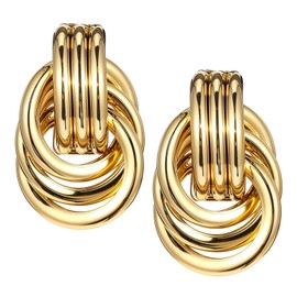 Gold Chunky Statement Earrings for Women, Golden StatementEarrings for Women, Geometric Dangle Drop Earring, for Womon