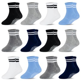 HYCLES Stopper Socks Children - 12 Pairs ABS Socks Children Baby Boys Toddler Non-Slip Socks Non-Slip Socks Girls for 0-7 Years, 02# Boys 12 Pairs