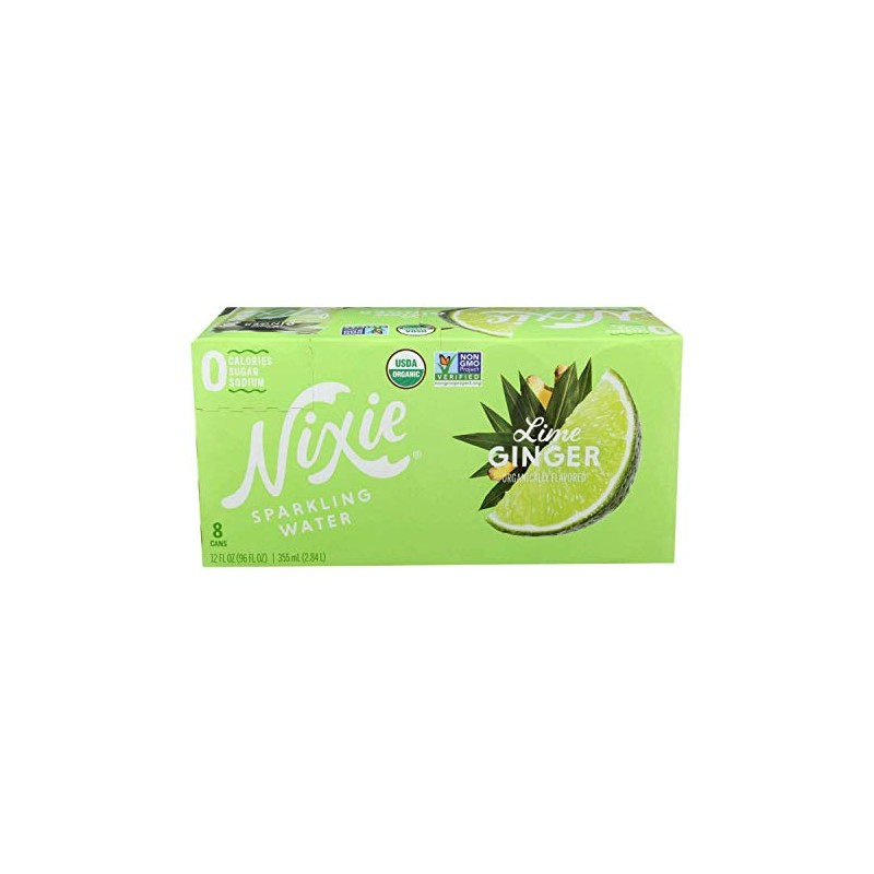 Nixie Sparkling Water Organic Lime Ginger Sparkling Water 8 Pack,