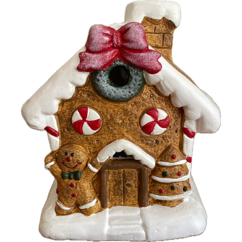 khevga Christmas Decoration Gingerbread House Terracotta LED Timer Set of