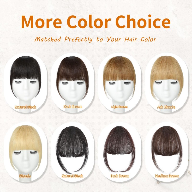 Leelebamo Clip in Bangs 100% Real Human Hair, Fake Bangs