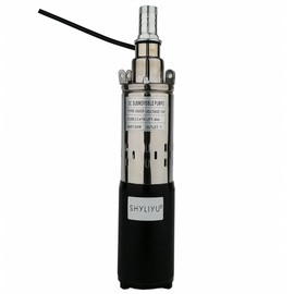 SHYLIYU Solar Submersible Well Pump Deep Well Pump Stainless Steel Submersible Pumps DC 12V 200W 1" Outlet Bore Pumps High Lift Pressure Booster Pumps 40M/131ft Agricultural Irrigation Garden Home